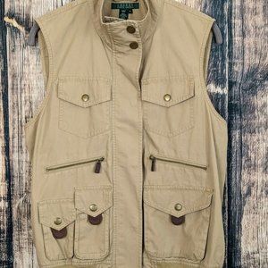 Ralph Lauren Safari Vest Womens M Kahiki Cargo Pockets Hiking Photography